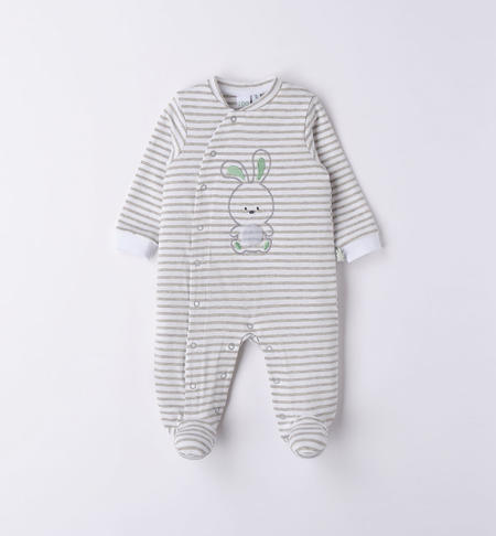 iDO boy's babygrow with bunny from 0 to 18 months GRIGIO MELANGE-8992