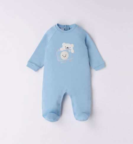 iDO sky blue sleepsuit with feet for baby boy from newborn to 18 months AZZURRO-3872