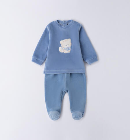 Tutina neonato ciniglia BLU