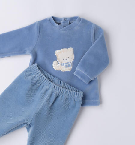 Tutina neonato ciniglia AZZURRO-3814