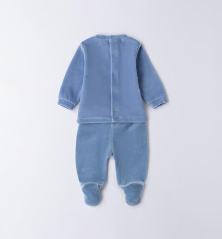 Tutina neonato ciniglia AZZURRO-3814