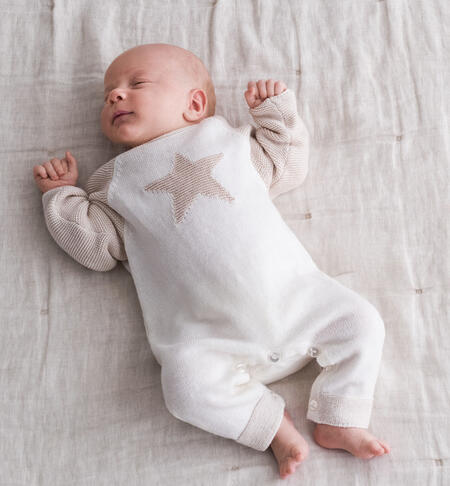 Tutina neonato con stella ad intarsio da 0 a 18 mesi iDO PANNA-0112