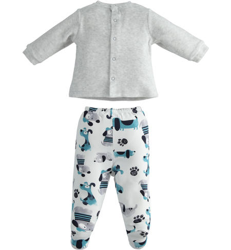 Tutina neonato due pezzi - da 0 a 12 mesi iDO PANNA-AZZURRO-6TS1