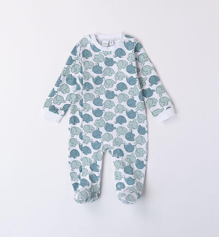 All-over patterned babygrow BIANCO-VERDE-6051