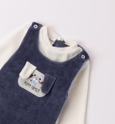 iDO puppy chenille sleepsuit for baby boy from newborn to 18 months BLU-3656