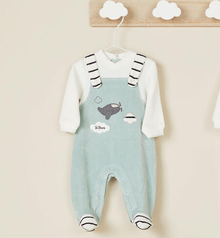 Sleepsuit with aeroplane GREEN