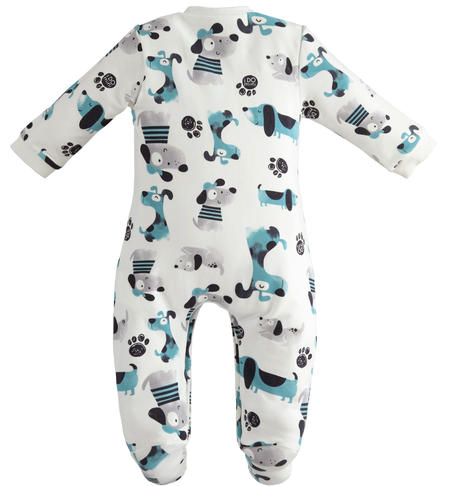 French terry baby onesie from 0 to 18 months iDO PANNA-AZZURRO-6TS1