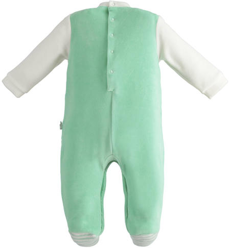 Chenille newborn baby onesie from 0 to 18 months iDO VERDE CHIARO-4846