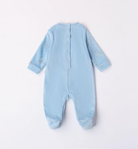 iDO babies' sleepsuit in chenille with small animal pattern from newborn to 18 months AZZURRO-3872