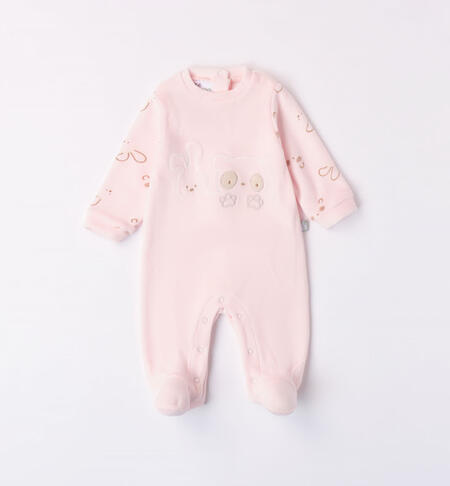 iDO babies' sleepsuit in chenille with small animal pattern from newborn to 18 months ROSA-2512