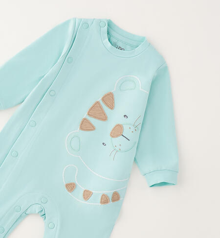 Tutina neonato in cotone VERDE ACQUA-4213