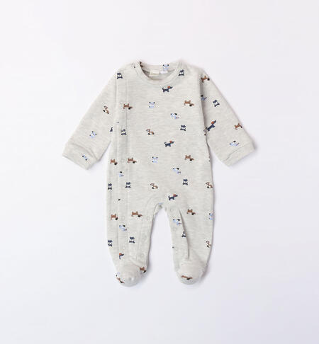 iDO sleepsuit with puppies for boys from newborn to 18 months GRIGIO-BEIGE-6WL2