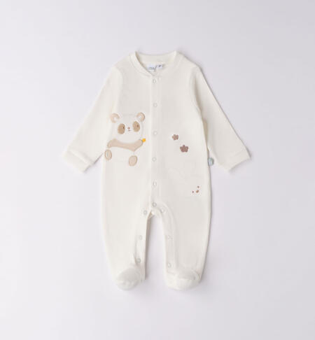 Babies' sleepsuit with panda design CREAM