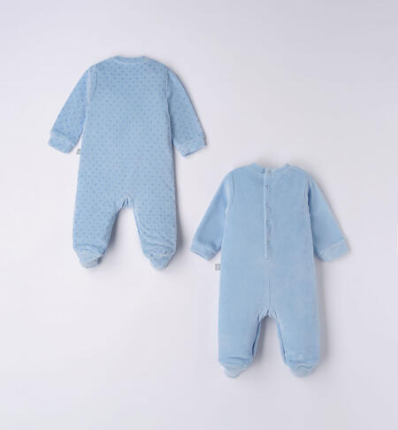 iDO babies' set of unisex chenille sleepsuits from newborn to 18 months AZZURRO-3872