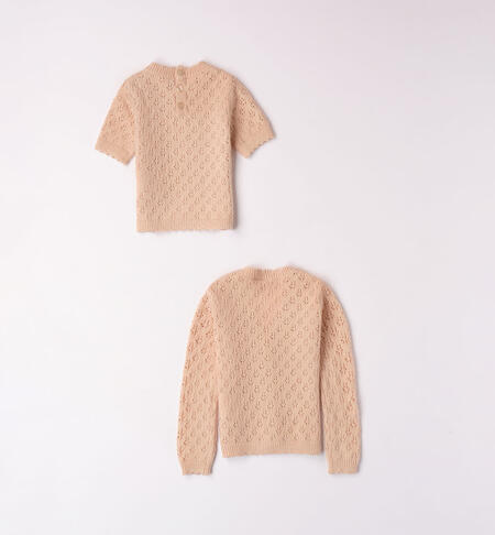 Twin-set bambina in tricot traforato da 9 mesi a 8 anni iDO BEIGE-0916