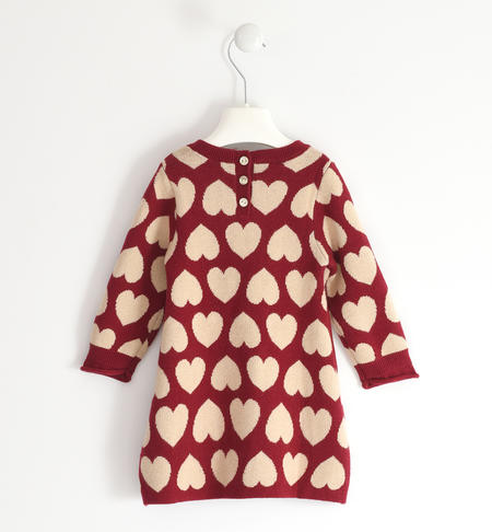 Dress with hearts for girls from 9 months to 8 years iDO BORDEAUX-2537